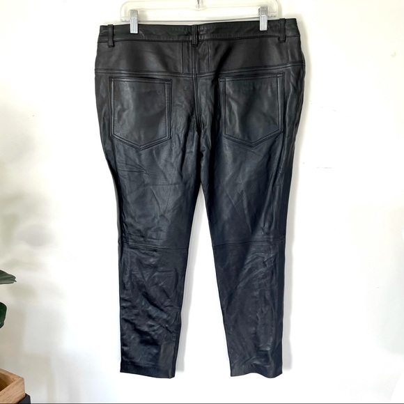 CREER New York 100% Lambskin Leather Black Moto Fitted Pants - Picture 4 of 8